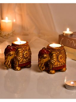 AAPNO RAJASTHAN - Elephant Designed Candle Holder (Pack of 2)