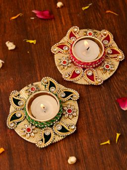 AAPNO RAJASTHAN - Cultural Metal Tea Light Set (Pack of 2)
