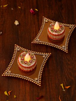 AAPNO RAJASTHAN - Timeless Metal Tea Light Designs (Pack of 2)