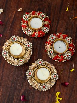 AAPNO RAJASTHAN - Heritage Metal Lumin arc Tea Light Set (Pack of 4)