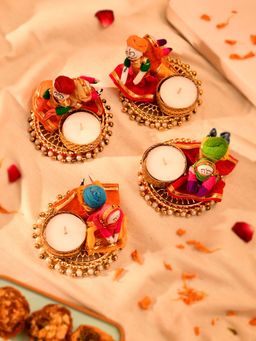 AAPNO RAJASTHAN - Traditional Rajasthani Doll Decorative Tealight Candle Holders (Pack of 4)