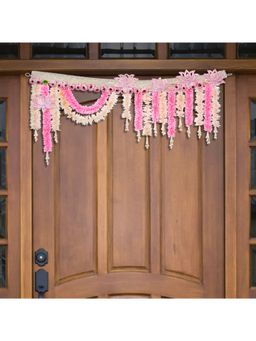 eCraftIndia - Pastel Pink Gajra Rose Lotus Flower Toran For Main Door Entrance Home