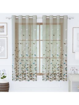 Story@Home - Polyester Window Curtain 5 Feet Long, Blue & Ivory, Geometric