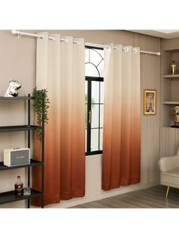 Story@Home - 152 Cm (5 Ft) Polyester Blackout Window Curtain Single Curtain, Brick Red & Light Grey
