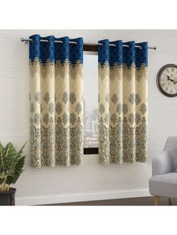 Story@Home - Blue & Ivory Ethnic 2 Pc Window Curtain 5 Feet (Pack of 2)