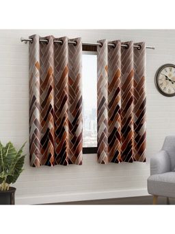 Story@Home - Brown Abstract 2 Pc Window Curtain 5 Feet (Pack of 2)