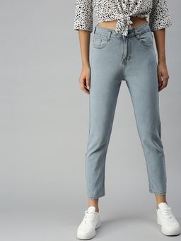 SHOWOFFFF - Women Ankle High-Rise Blue Clean Look Jeans