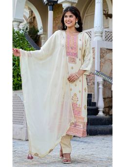 Sindh Fashion - Ivory Petal Radiance Kurta And Pant With Dupatta