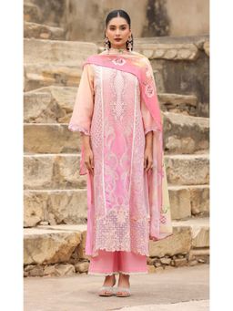 Sindh Fashion - Rose Pink Blush Regal Embroidered Kurta And Pant With Dupatta