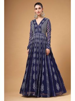 Gazab By Miku Kumar - Women Purple Georgette Embroidered Anarkali With Dupatta