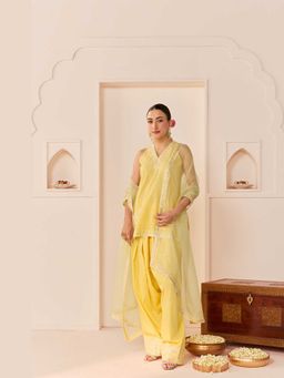 Sheetal Batra - Miral - Lemon Yellow Short Kurta With Farsi Salwar And Heavy Dupatta