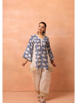 SEW - Blue Floral Printed Kurta And Pant