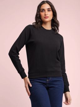 FableStreet - Cotton Roundneck Sweatshirt - Black