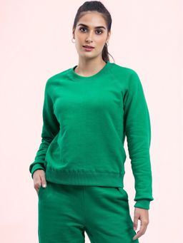 FableStreet - Cotton Roundneck Sweatshirt - Green