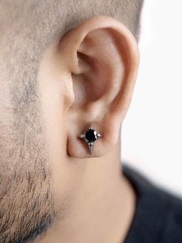 SWASHAA - Men's Black Timoty Stud Earrings