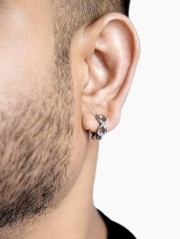 SWASHAA - Men's Axel Infinity Silver Hoop Earrings