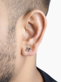 SWASHAA - Men's Zeph Music Note Silver Stud Earrings