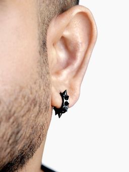 SWASHAA - Men's Riven Spiked Hoop Earrings