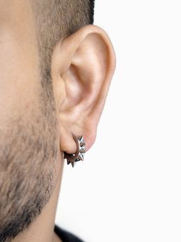 SWASHAA - Men's Riven Spiked Hoop Earrings