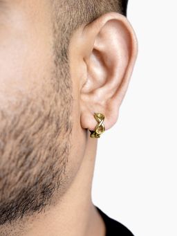 SWASHAA - Men's Axel Infinity 18K Gold Plated Hoop Earrings