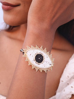 Pipa Bella by Nykaa Fashion - Evil Eye Beaded White Bracelet
