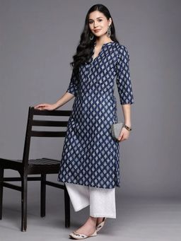 Libas - Women Navy Blue Printed Kurta