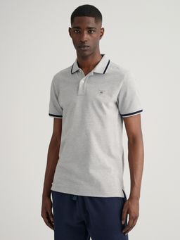 GANT - Men Grey Solid Regular Fit Polo T-Shirt