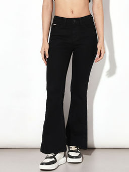 ONLY - Side Slit Black Mid Rise Jeans