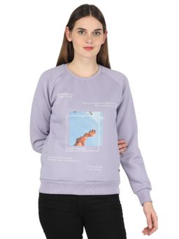 Monte Carlo - Women Cotton Blend Purple Graphic Round Neck Sweatshirt