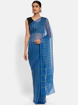 Fabindia - Cotton Silk Printed Women Sari without Blouse