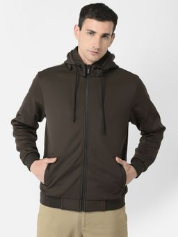 CRIMSOUNE CLUB - Men Olive Removable Hood Bomber Jacket