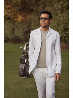 Philocaly - Blanco White Regular Fit Linen Shackets