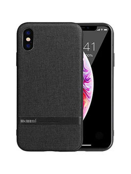 Memumi - Memumi® Official Series Hard Canvas Back Cover for Apple iPhone Xs Max Shockproof - Black (6.5")