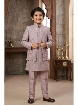 Lagorii - Pink Embroidered Indo Western Sherwani with Jacket and Pant