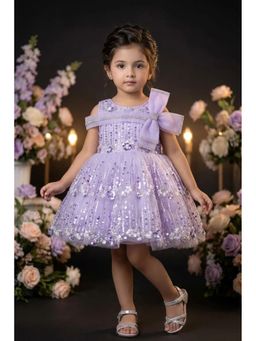 Lagorii - Lavender Sequinned Party Wear Frock with Bow Detail