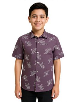 CAVIO - Purple Boys Half Sleeves All-Over Printed Casual Shirt