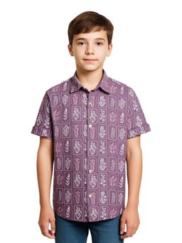 CAVIO - Purple Boys Half Sleeves All-Over Printed Casual Shirt