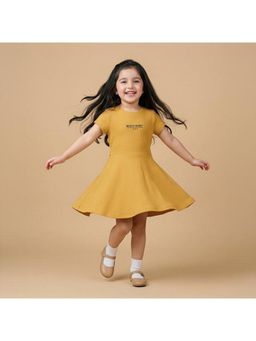 BYB Premium - Mustard Girls Solid Cotton Dress