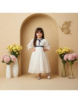 BYB Premium - White Girls White Georgette A-Line Midi Dress