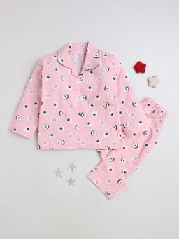 The Magic Wand - Pink Full Sleeves Printed Shirt with Pajama