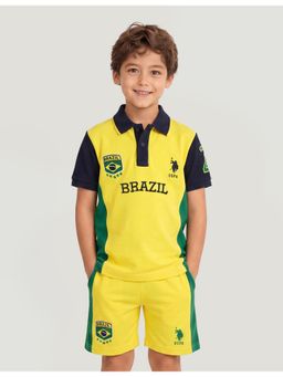 U.S. POLO ASSN. - Yellow Boys Colour blocked Regular Fit Polo T-Shirt