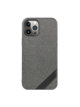 Memumi - Memumi® Boxian Series Canvas/Leather Classic Back Cover for Apple iPhone 12/12 Pro - Grey (6.1")