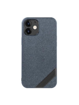 Memumi - Memumi® Boxian Series Canvas/Leather Classic Back Cover for Apple iPhone 12 Mini - Blue (5.4")