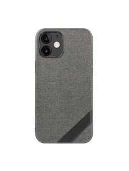 Memumi - Memumi® Boxian Series Canvas/Leather Classic Back Cover for Apple iPhone 12 Mini - Grey (5.4")