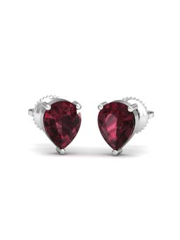 KuberBox - 18K Gold Pear Rhodolite Stud Earrings for Women-Girls
