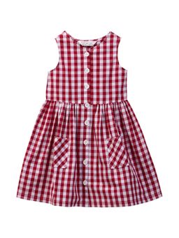 Beebay - Kids Girls Check Button Through Dress Red