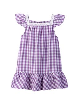 Beebay - Kids Girls Check Lace Detail Dress Purple