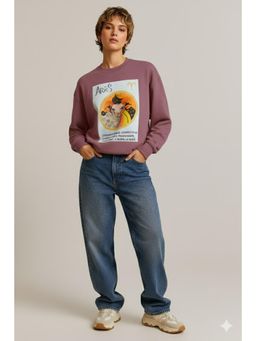 AAREIN - Mauve Aries Zodiac Printed Fleece Sweatshirts