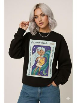 AAREIN - Black Aquarius Zodiac Printed Fleece Sweatshirts
