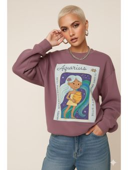 AAREIN - Mauve Aquarius Zodiac Printed Fleece Sweatshirts
